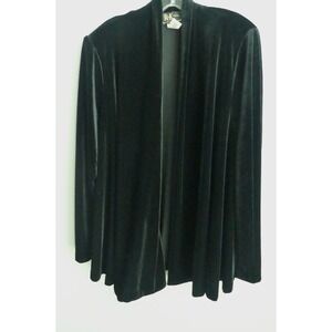 Vintage 80's R&K Evening Black Velvet Open Front Cardigan Jacket Sz 12 Romantic
